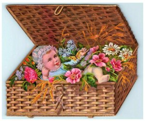 1880's Die-Cut Basket H.H Denison Christmas Wedding & Birthday Presents B 7D