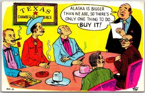 Texas Chamber Of Commerce, 1966 Alaska Is Bigger Buy Comic Businessmen, Postcard