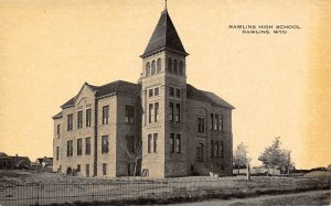 Rawlins High School Rawlins Wyoming 1910c postcard