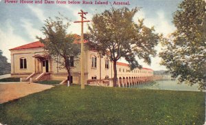 Postcard Powerhouse and Dam from Below Rock Island Arsenal, Illinois~129030