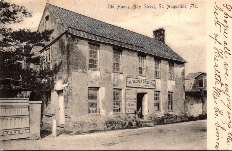 Florida St Augustine Old House Bay Street 1908 Rotograph