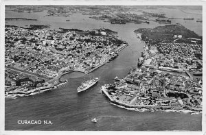 Air View of Harbor Curacao, Netherlands Antilles Postal used unknown 