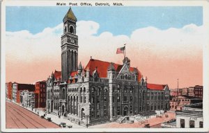 Main Post Office Detroit Michigan Vintage Postcard C164
