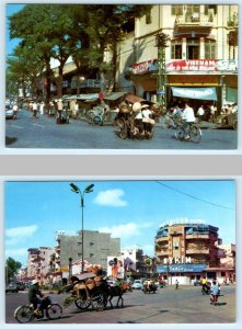 2 Postcards SAIGON, VIETNAM ~ Street Scenes SAIGON HOTEL c1960s-70s