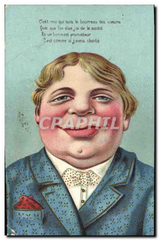 Old Postcard Fantasy Humor Young man marry