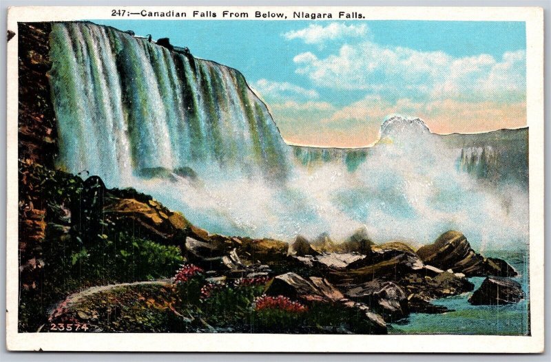 Postcard Niagara Falls Ontario c1920s Canadian Falls From Below Miller Art Co.