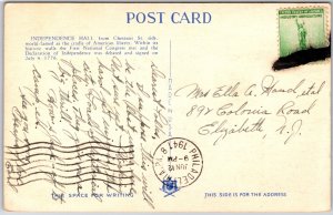 Philadelphia PA, 1941 Independence Hall & Commodore Barry Monument, Postcard