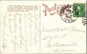 East Entrance to Selby Tunnel Streetcard St. Paul MN c1916 Vintage Postcard E71