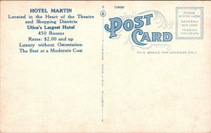 Postcard NY Utica Hotel Martin