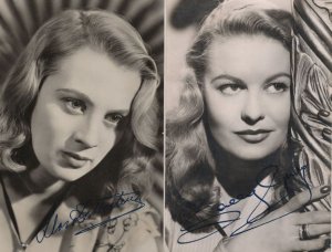 1950s Hollywood 2x Unidentified Actress Printed Signed Photo s