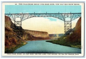 1940 Twin Falls Jerome Bridge Over Snake River Twin Falls Idaho Vintage Postcard