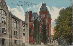 Postcard Main Building Washington and Jefferson College Washington PA