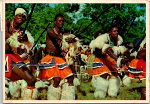 VINTAGE CONTINENTAL SIZE POSTCARD SIBAKA DANCE SWAZILAND SOUTHERN AFRICA 1973