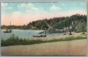 WHALOM PARK MA BATHING PAVILION & BOAT HOUSE ANTIQUE POSTCARD