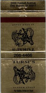 Vintage Matchbook Cover Tursi's Latin King Des Moines, Iowa MB175