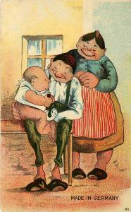 c1907 Printed Postcard; Immigrant Family with Baby, Made in Germany, Posted