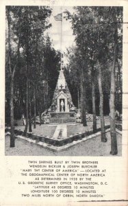 Postcard Twin Shrines Two Miles North Orrin North Dakota