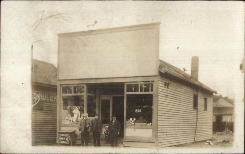 Men & Storefront HENRY SWIFT in Window - Indianapolis IN Cancel c1910 RPPC