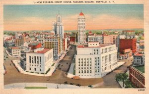 Vintage Postcard 1920's New Federal Court House Bldg. Niagara square Buffalo NY