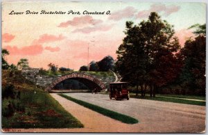 Cleveland Ohio OH, 1910 Lower Drive Rockefeller Park, Bridge, Vintage Postcard
