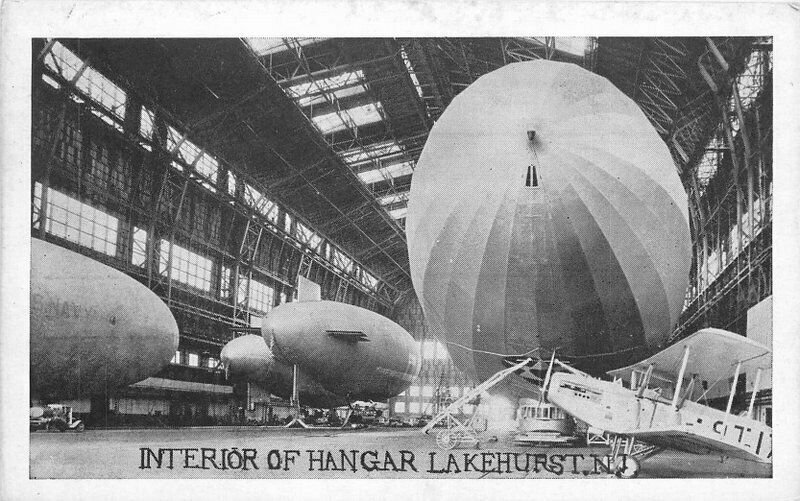 Airship 1930s Interior Hangar Lakehurst New Jersey Postcard Des Inn 20-12465