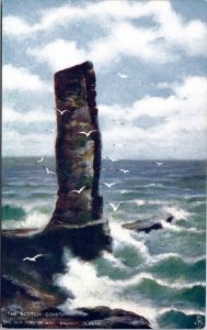 Postcard UK Old Man of Hoy, Orkney Islands Tuck Rough Seas Scotch Coast 7061