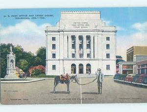 Linen POST OFFICE & COURTHOUSE ON STATE LINE Texarkana Texas TX d2911