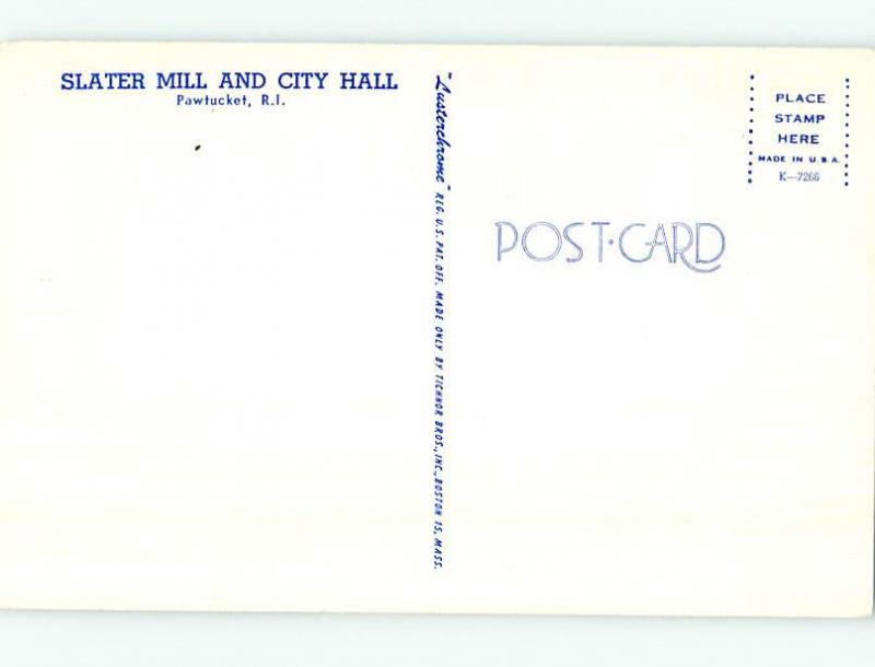 Unused Pre-1980 CITY HALL SCENE Pawtucket Rhode Island RI hs5709-12