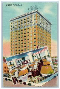 Tampa Florida FL Postcard Hotel Floridan Building Exterior Roadside c1940's Cars