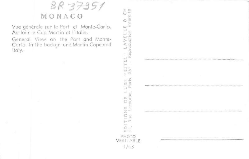 BR37951 Monaco vue generale sur le port et monte carlo monaco
