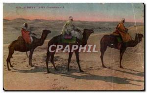 Algeria Old Postcard Scenes and Types cameleers (camel camel)