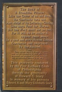America Postcard - Plaque in Christ Church Cemetery, Philadelphia  T9787
