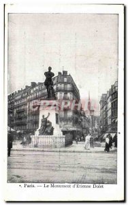 Old Postcard The Monument of Paris Etienne Dolet