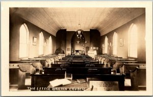 Nashua, Iowa RPPC Real Photo Postcard Interior Little Brown Church in the Vale 