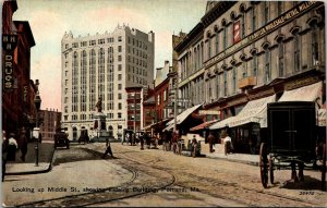 Vtg Portland Maine ME Middle Street showing Fidelity Building 1910s Postcard