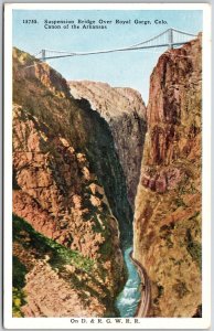 CO-Colorado, Suspension Bridge Over Royal Gorge, Canon of Arkansas, Postcard
