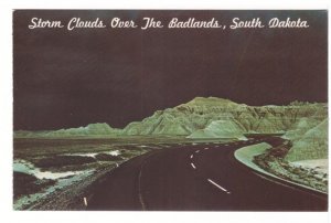 Storm Clouds Over The Badlands, South Dakota Vintage Chrome Postcard