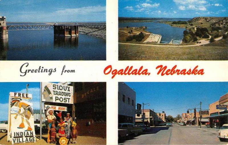 Ogallala Nebraska City Scene Multiview Vintage Postcard K62214