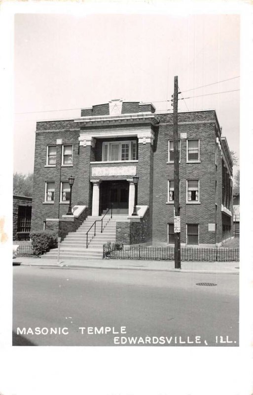 Edwardsville Illinois Masonic Temple Real Photo Vintage Postcard AA27832