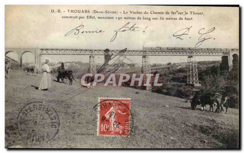 Thouars - The Railway Viaduct on Thouret built by Eiffel - Old Postcard