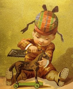 Antique Victorian Trade Card Toy Horse Darlington Runk 1880s 4.5 x 3