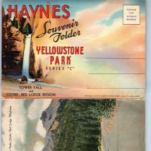 1936 Haynes Yellowstone Series C Postcard Souvenir Folder Tower Falls RARE M7