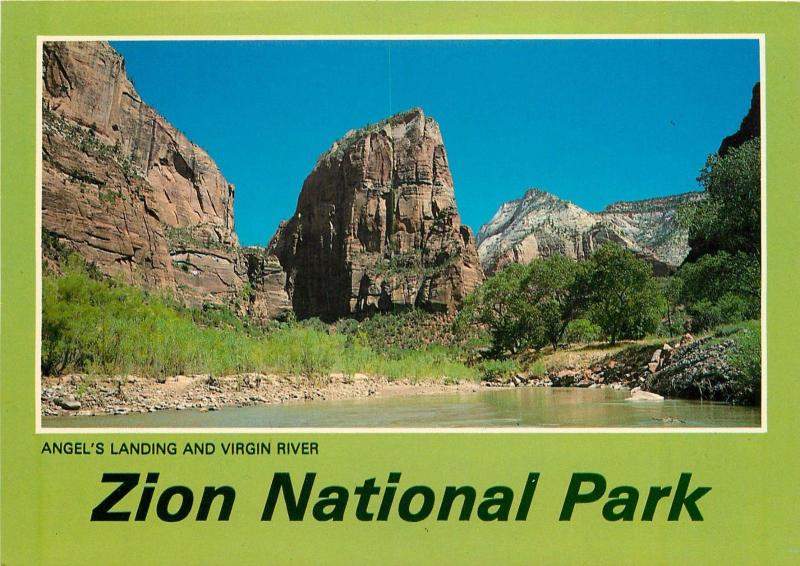 Zion National Park Postcard - Angel's Landing & Virgin River UTAH Postcard