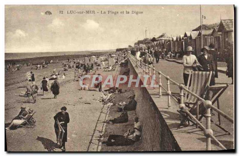 Old Postcard Luke on the beach and sea dyke