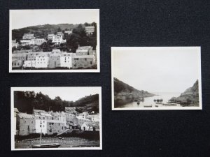 Cornwall 3 x POLPERRO Village & Estuary View c1930s Real Photographs 85mm x 65mm