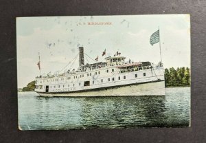 1909 SS Middletown Seat Boat Middletown CT Picture Postcard Cover to Waterbury