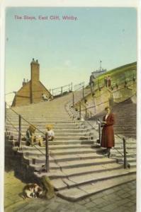 WHITBY UK THE STEPS EAST CLIFF Postcard YORKSHIRE