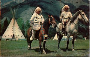 Two Indian Chiefs Horseback New Mexico Postcard