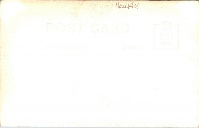 Real Photo Postcard U.S. Army Exchange Service in Hawaii Soldiers and Trucks