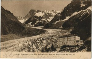 CPA J. J. 93 CHAMONIX La Mer de Glace et l'Hotel du Montenvers (124450)
